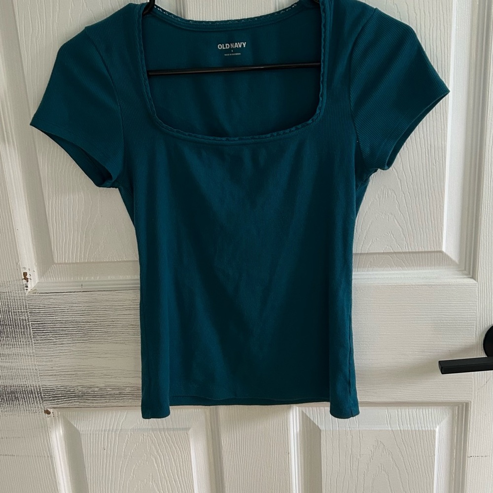 Old Navy Teal Square Neck Blouse